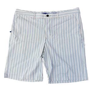 Tommy Bahama Men's Chino Shorts 40 Blue/White/Pink Striped Flat Front Stretch